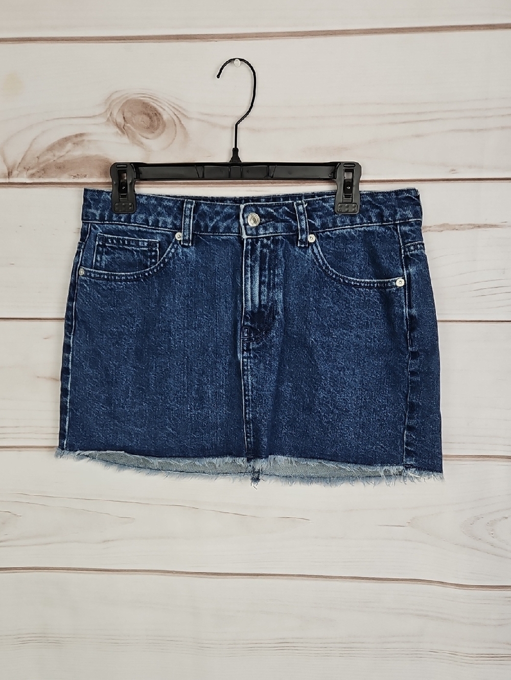 Free People We The Free Frayed Denim Mini Skirt Size 12 Y2K Low Rise